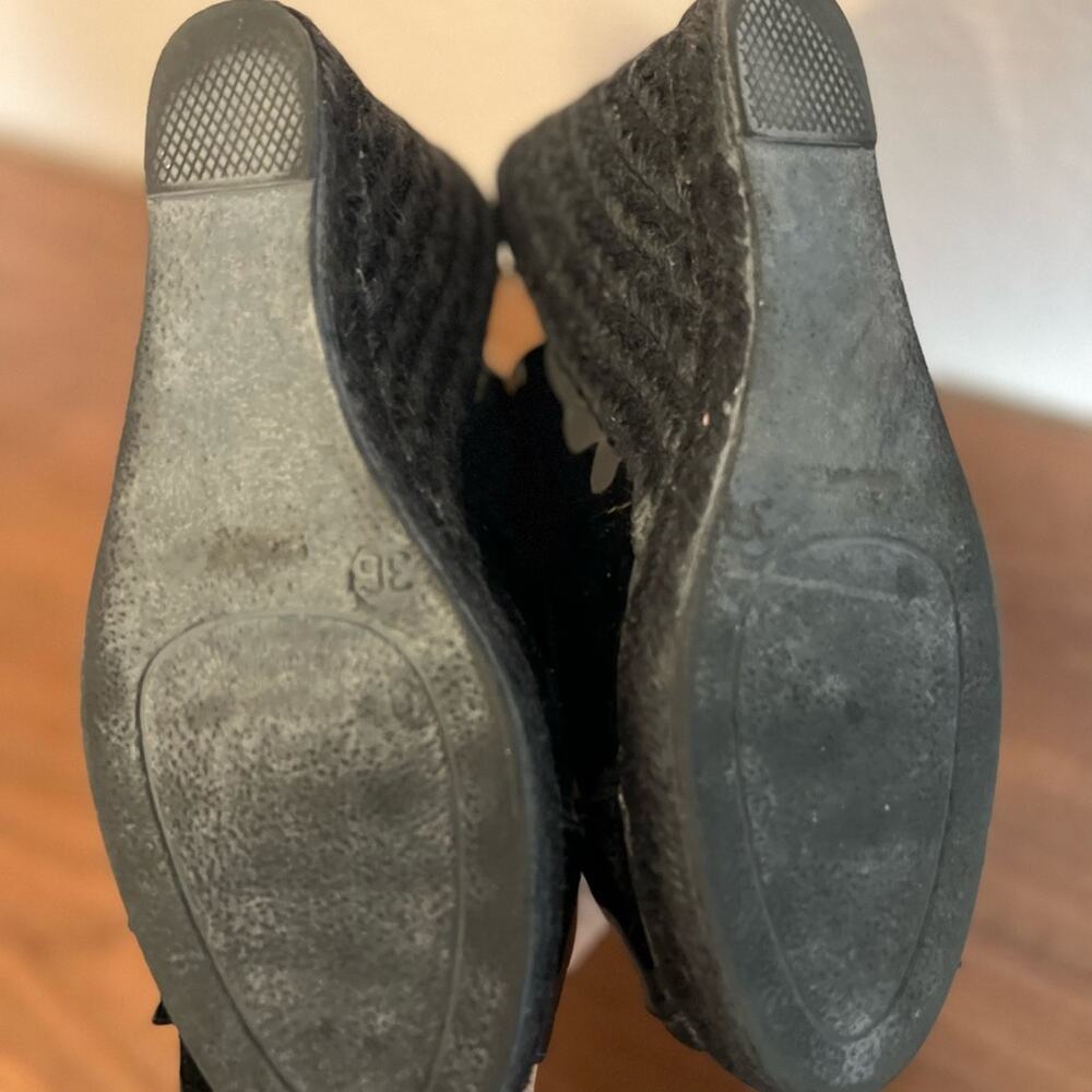 Valentino Black Patent Leather Mena Espadrille Wedge Slingback Sandal Size 5.5 - Picture 8 of 8